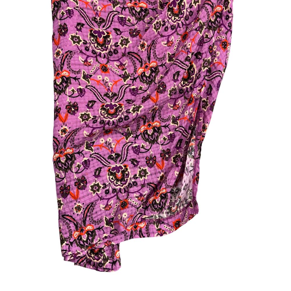 SMYTHE Purple Paisley Floral Ruched Midi Skirt High Low Hem Viscose Size 4 / 27 - Picture 5 of 10